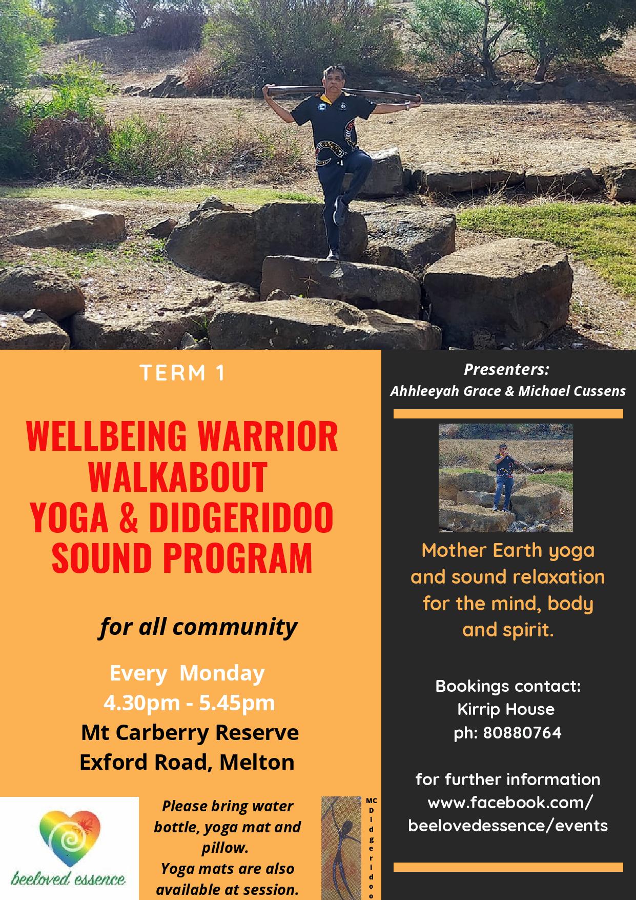 Kirrip - Wellbeing Warrior Yoga and Didgeridoo Program Flyer