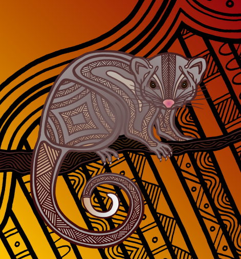 Artwork depicting a ring-tailed possum. Artist: Mandy Nicholson. Cover of the Maribyrnong City Council Reconciliation Action 2020-2022Plan