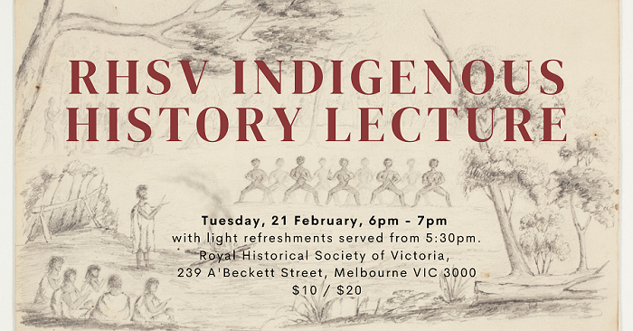 Flyer for Indigenous History Lecture 14 Feb 23