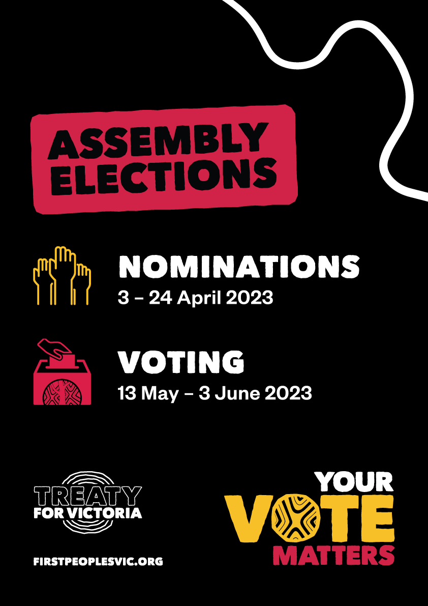 First Peoples Assembly of Victoria poster with key dates