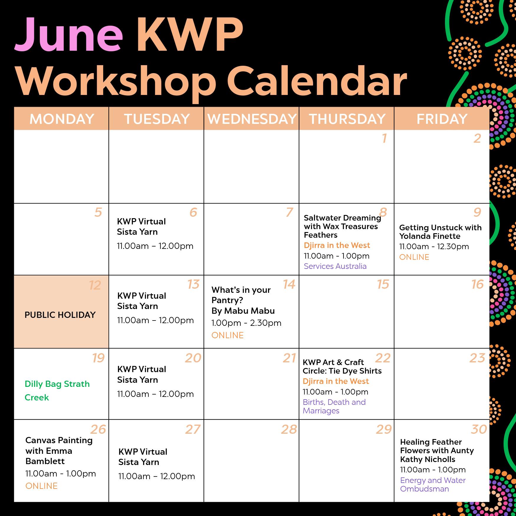 Djirra KWP - Calendar - workshops - June 2023