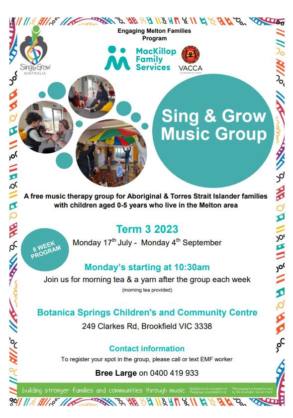 Flyer - Sing and Grow - Term 3 - first page