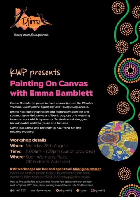 Painting on Canvas with Emma Bamblett- Monday 28th August- Abbotsford