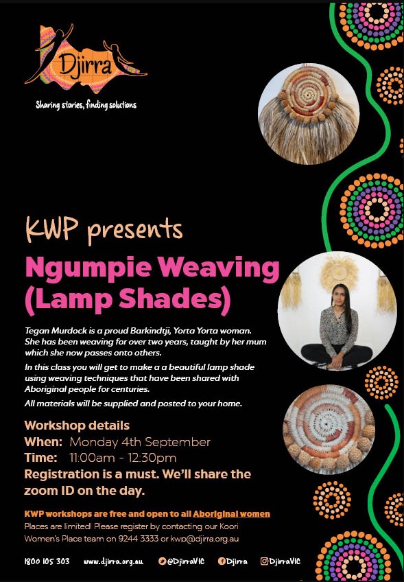 Flyer - Ngumpie Weaving ( Lamp Shades ) - Workshop - Djirra