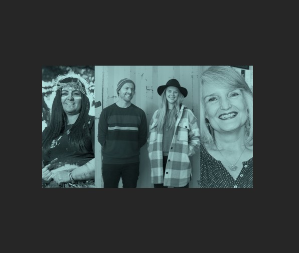 Black and white images of four panel members - Corrina Eccles, Kelly Caldwell, Ben Shaw and Sue Lawson