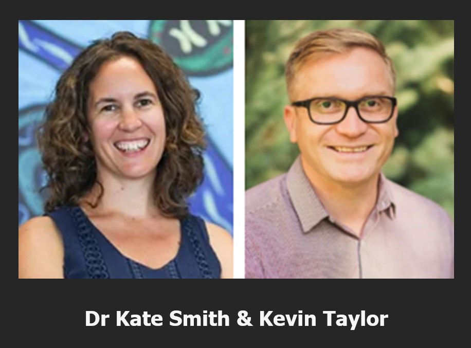 Image of 2 profiles. Dr Kate Smith on the left and Kevin Taylor on the right.