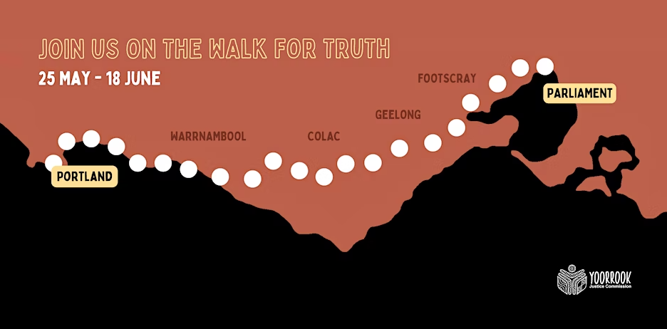 Image of black land coastline with orange sky showing dots from Portland to Parliament