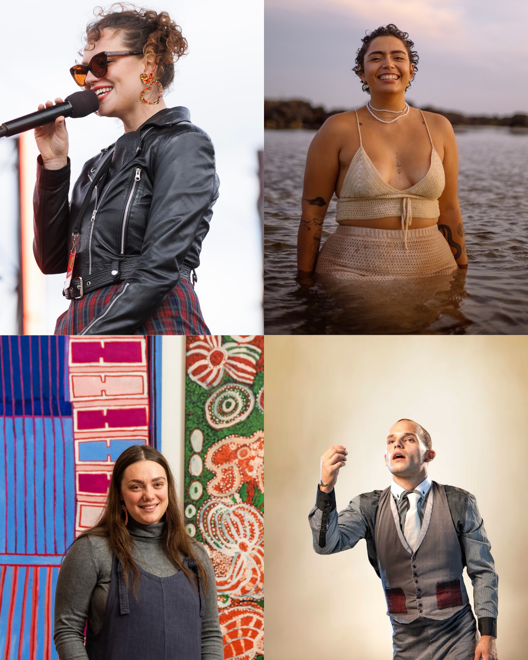 4 tiles of individuals - Naomi Diane , Kee'ahn, Dylan Singh and Taylah Eid.