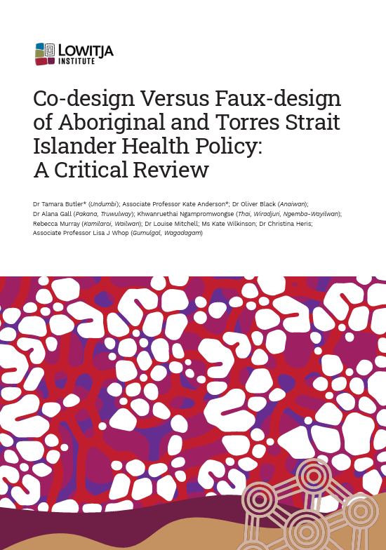 Front cover image of resource with aboriginal artwork and text heading on a white background
